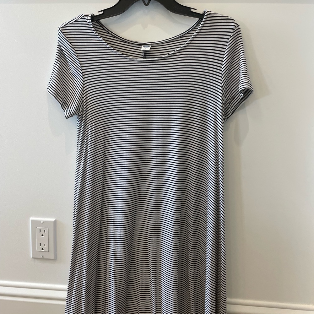 Black and white striped dress
